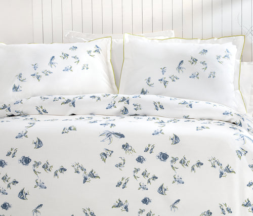 Betta Bedrukte katoenen zomerdekbedset blauw eenpersoons, tweede studiofoto