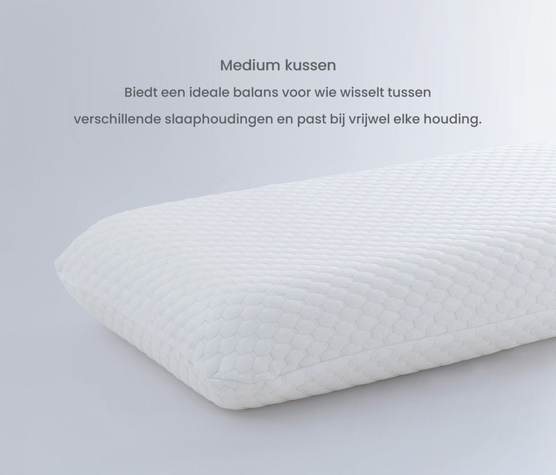 Medium kussen - biedt een ideale balans voor wie wisselt van slaaphouding